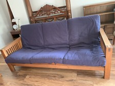 The Futon Company Oke - 3 Seater Sofa Bed Solid Oak, Removable Futon Cover