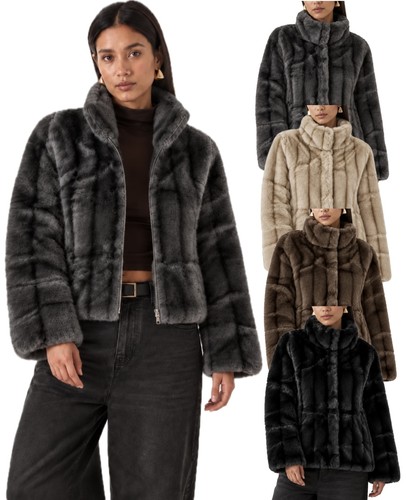 Women faux fur jacket high - faux,