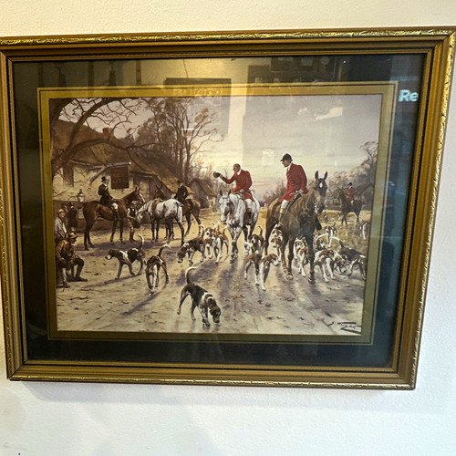 Framed signed hunting - framed,