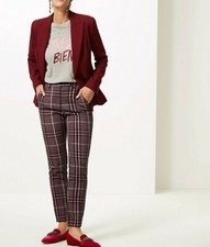 Ladies Ex M&S Collection Checked Ankle Grazer Trousers With Stretch Size 14- 22 