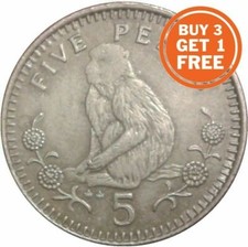 GIBRALTAR 5P FIVE PENCE COINS