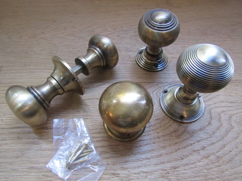 Antique brass door knobs rim - brass,