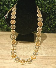 Pakistani Indian Gold Plated Multi Stone Pearl Long Mala Only  Necklace