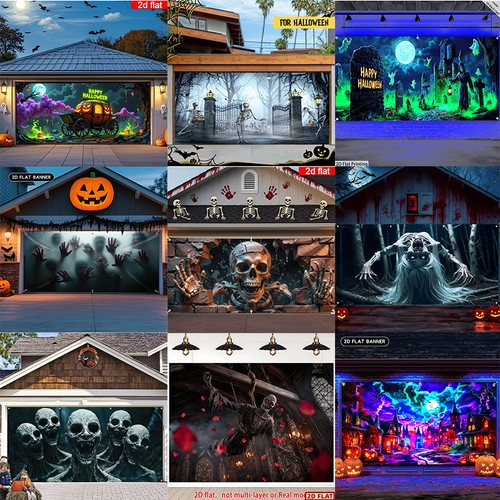 6size halloween garage - garage, door