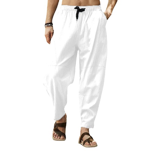 Mens cotton linen harem pants - mens,