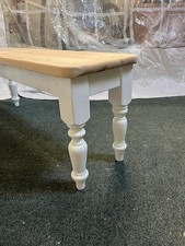 4ft Farmhouse Style Bench Solid Pine Natural Top With White Legs