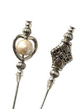 2x Hat Pins Tibetan Silver