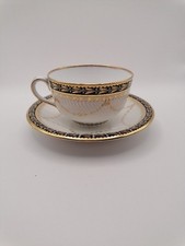Spode Copeland Design 5456 Bone China Teacup And Saucer Blue White And Gold