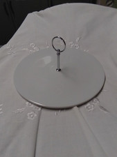 Large White Single Tier Cake Sandwich Stand With Handle 30cm Diameter 