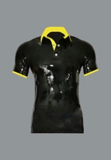Rubber Latex Contrast Polo Shirt 3 Studs with Short Sleeves