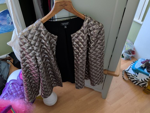 Top shop gold sequin jacket - top, 10