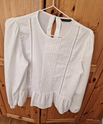 Zara white solid ruffle - zara,