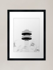 Radio tower in black and white