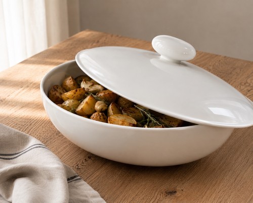 Large denby white lidded - large,