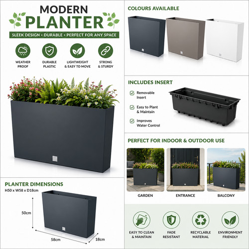 Large rectangular planter 58cm - rectangular,