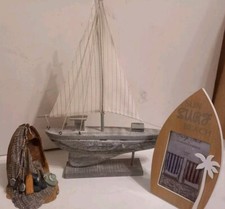 Old Model Boat... Picture Frame , Nautical Decor - Rustic Country Shabby Chic