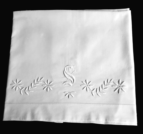 Vtg french linen bed - french,