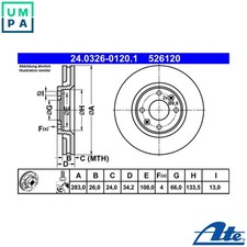 2x BRAKE DISC 24.0326-0120.1