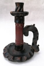 Vintage Wooden Chamberstick Candle Holder Gothic Primitive Castlecore Decor