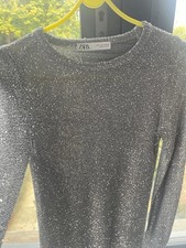 Zara Women’s Grey Sequin Jumper With Lining.  Never Worn Size S