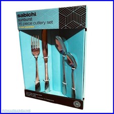 NEW Sabichi SUNBURST 16 Piece Mirror Finish Stainless Steel Cutlery Set