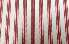 Falmouth Herringbone Ticking Stripe Cotton Fabric RED White Upholstery Curtain