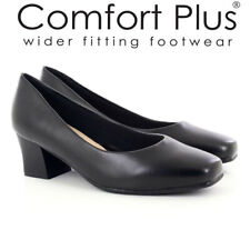 LADIES COURT SHOES WIDE FITTING CASUAL FORMAL WORK MID BLOCK HEEL OFFICE SHOES