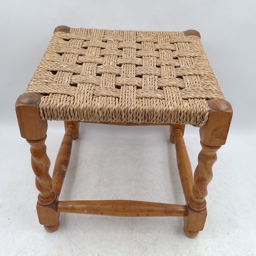 Vintage woven footstool - vintage,