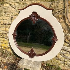 Antique epainted Victorian round overmantle mirror