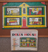 COMPLETE Vintage WADDINGTON Teaching 4-in-1 Jigsaw DOLL'S HOUSE Changeable Rooms