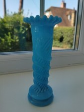 Antique French Victorian  Blue Milk Glass 'Snake' Vase C1900