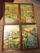 Irish Scenic & Rural Oil Paintings Set Of 4 Framed 1950s Signed