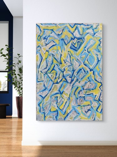 Large abstract blue yellow - large,