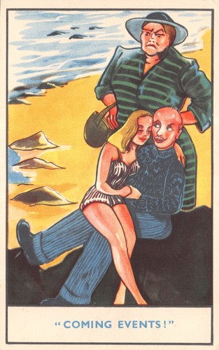 Old comic postcard courting - ,