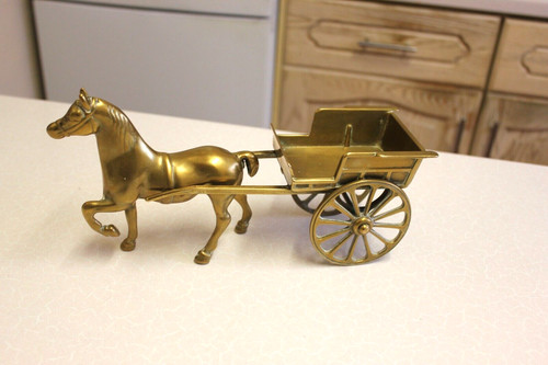 Vintage brass horse and trap - and,
