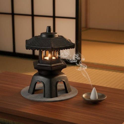 Cast iron candle lantern - candle,