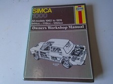 SIMCA 1000 inc. SPECIAL & RALLYE HAYNES MANUAL 1962-1974  RARE MANUAL