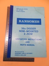 Ransomes 36in Digger Semi-Mounted 2-Row Operators Instructions Parts Manual