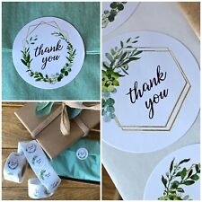 Thank You Stickers Eucalyptus Business Packaging Labels 20, 100, 500 Roll 1 inch