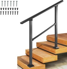 BotaBay Handrail for 0-3 Steps, 91.4x102.6cm, Matte Black, Outdoor Kit