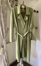 BNWOT lovely pastel green mock belted suede coat SIZE XL 20