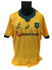 Australia Wallabies Rugby Shirt Qantas Gold Yellow Jersey Size XL Asics New Tags
