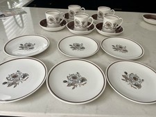 Susie Cooper Sepia rose coffee Set 5 Cups 5 Saucers 6 SidePlates In Bone China