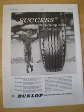 DUNLOP FOR TOP MILEAGE TOP SAFETY JACK BRABHAM WORLD CHAM 1961 ADVERT A4 FILE 50