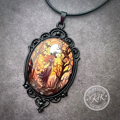 Gothic witch necklace - witch,