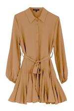 CAMEO ROSE Caramel Beige Fit & Flare Peplum Shirt / Short Dress