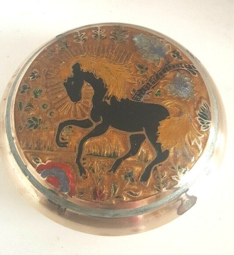 Brass horse intricate enamel - horse,