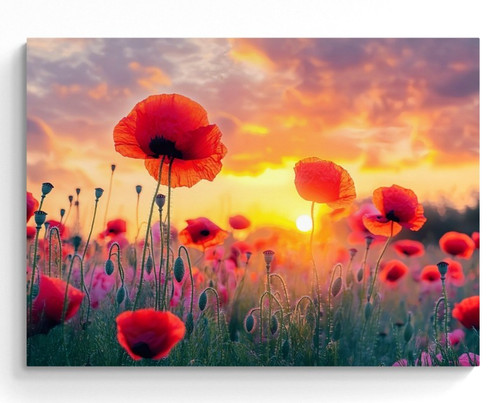 Sunset poppy field - poppy,