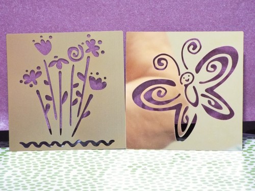 Two brass stencils - brass, butterfly