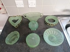 Vintage Art Deco Frosted Green Glass